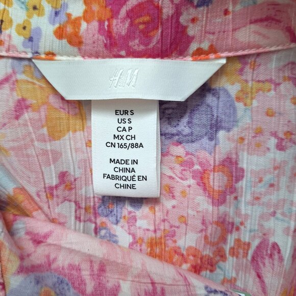 H&M Bright Floral Button Down Shirt NWT - Picture 5 of 11